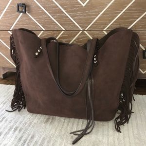 NWOT Rebecca Minkoff Suede Fringe Unlined Tote